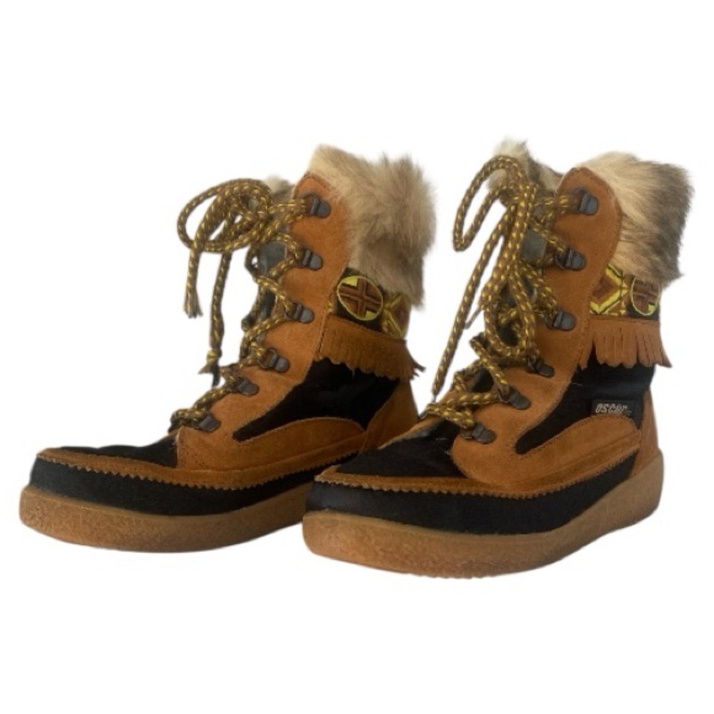 Oscar Sport Women’s Alesia Fur Boots Size EU 40 - US 9 Brown leather/black + fur - Picture 3 of 9